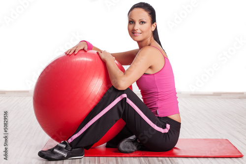 Photo: Woman with fitness ball Woman with fitness ball