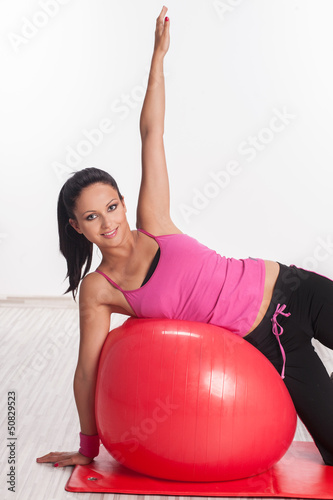 Photo: Woman with fitness ball Woman with fitness ball
