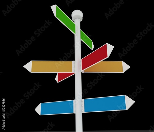 Illustration: Direction road signs on black background. Direction road signs on black background.