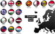 Glossy metal flag buttons, European countries, part 2