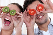 Couple making funny faces