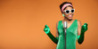 Vintage soul funk woman singing. Black african american. Copy sp
