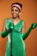 Vintage soul funk woman singing. Black african american.