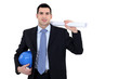Businessman holding  a blueprint