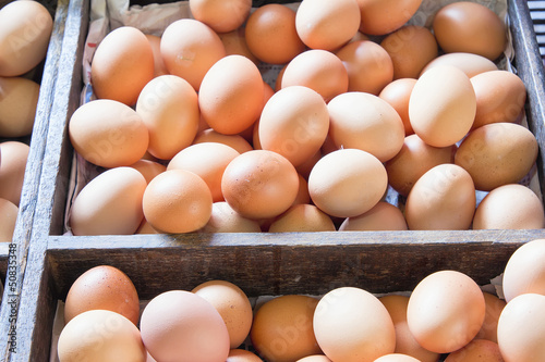 Photo: Farm Fresh Chicken Eggs in Wooden Crates Farm Fresh Chicken Eggs in Wooden Crates