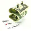 Conceptual image of voting for a monetary ballot issue