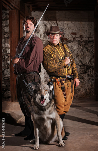 Photo: Swordfighters and Dog Swordfighters and Dog
