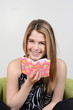 Teen laughing after reading diary