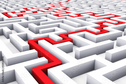 Illustration: Path across endless labyrinth Path across endless labyrinth
