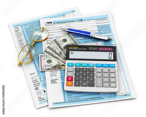 Illustration: Filling of 1040 Tax form Filling of 1040 Tax form