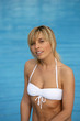 Blond woman in white bikini