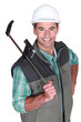 Man holding calipers