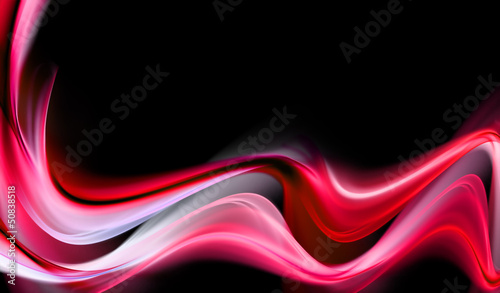 Illustration: Awesome bright pink waves on black background Awesome bright pink waves on black background