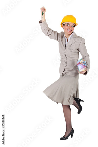Photo: Happy woman with keys in hand Happy woman with keys in hand