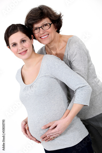 Photo: Pregnant woman with mom Pregnant woman with mom