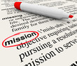 Mission Word Dictionary Definition Red Marker