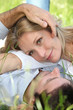 Closeup of lovers in the grass