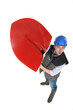 Laborer lifting shovel