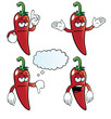 Collection of bored chili peppers with various gestures.