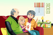 Grandparents and grandaughter reading