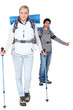 Studio shot of a hiking couple
