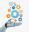 Robot hand holding gears