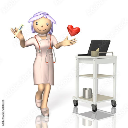Illustration: Friendly nurse with a thermometer Friendly nurse with a thermometer