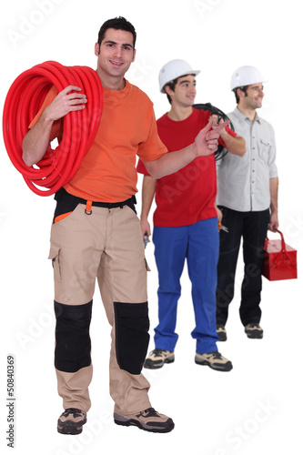 Photo: Plumber, electrician and builder Plumber, electrician and builder