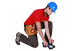 Young man using angle-grinder