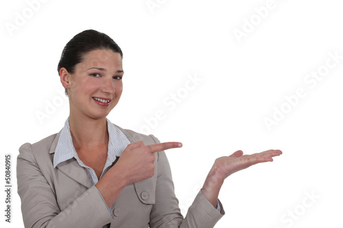 Photo: Woman pointing Woman pointing