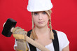 Girl holding mallet