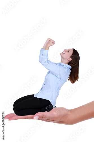 Photo: Businesswoman celebratory fist pump Businesswoman celebratory fist pump