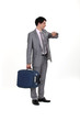 businessman with luggage consulting his watch