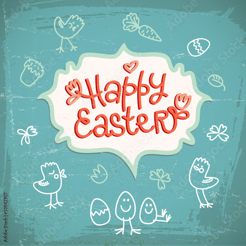 Vector: Happy easter doodle card Happy easter doodle card