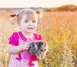 Photo: little girl with cat outdoor little girl with cat outdoor