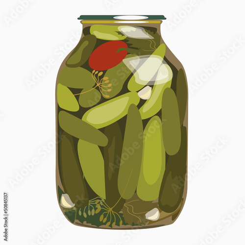 Vector: Cucumber in glass bank. vector illustration Cucumber in glass bank. vector illustration