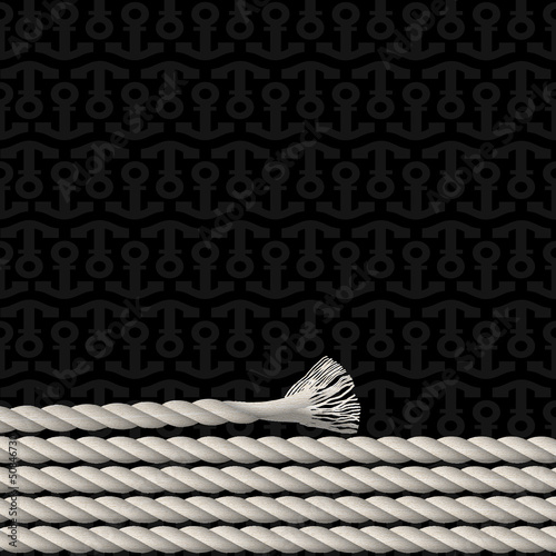 Vector: Black background pattern of anchors and marine rope Black background pattern of anchors and marine rope