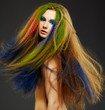 long-haired curly redhead woman