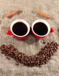 Cereal coffee,cup and scoop on gray background