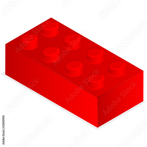 Vector: Lego. Red plastic building block. Lego. Red plastic building block.