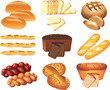 bakery breads photo-realistic vector set