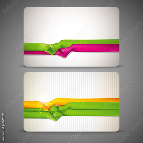 Vector: gift cards with multicolored ribbons gift cards with multicolored ribbons