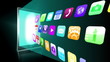 Application icons beaming from tablet pc