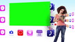 Smiling women using their tablet pcs with copy space