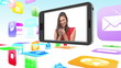 Montage of women using media devices on smartphone