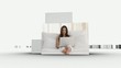 Animation of cube showing people with laptop