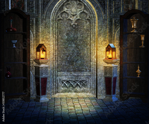 Illustration: Gothic Interior Background Gothic Interior Background