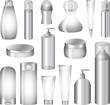 cosmetics bottles and packing photo-realistic vector set