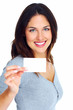 Woman with a card.