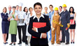 Business woman and group of workers people.